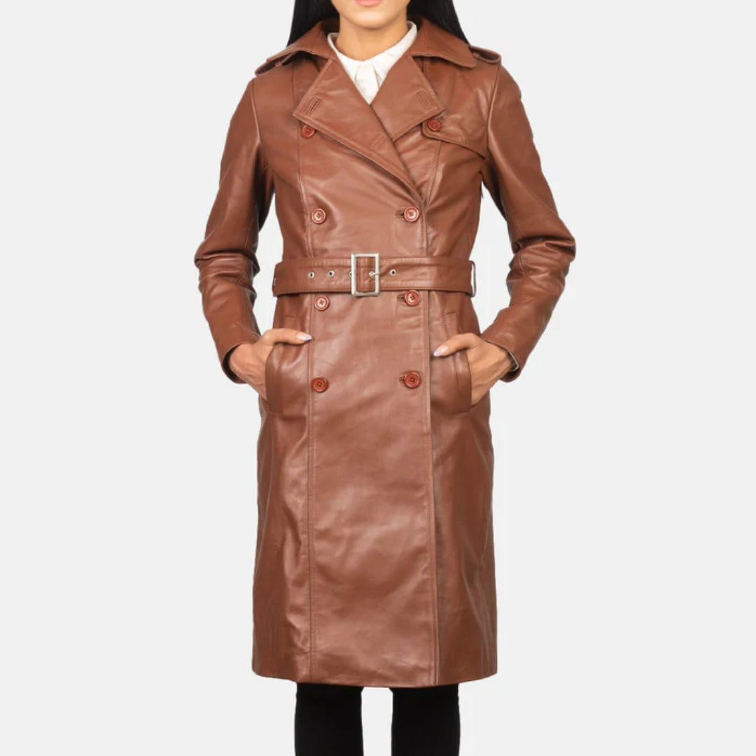 Alice Brown Double Breasted Leather Coat