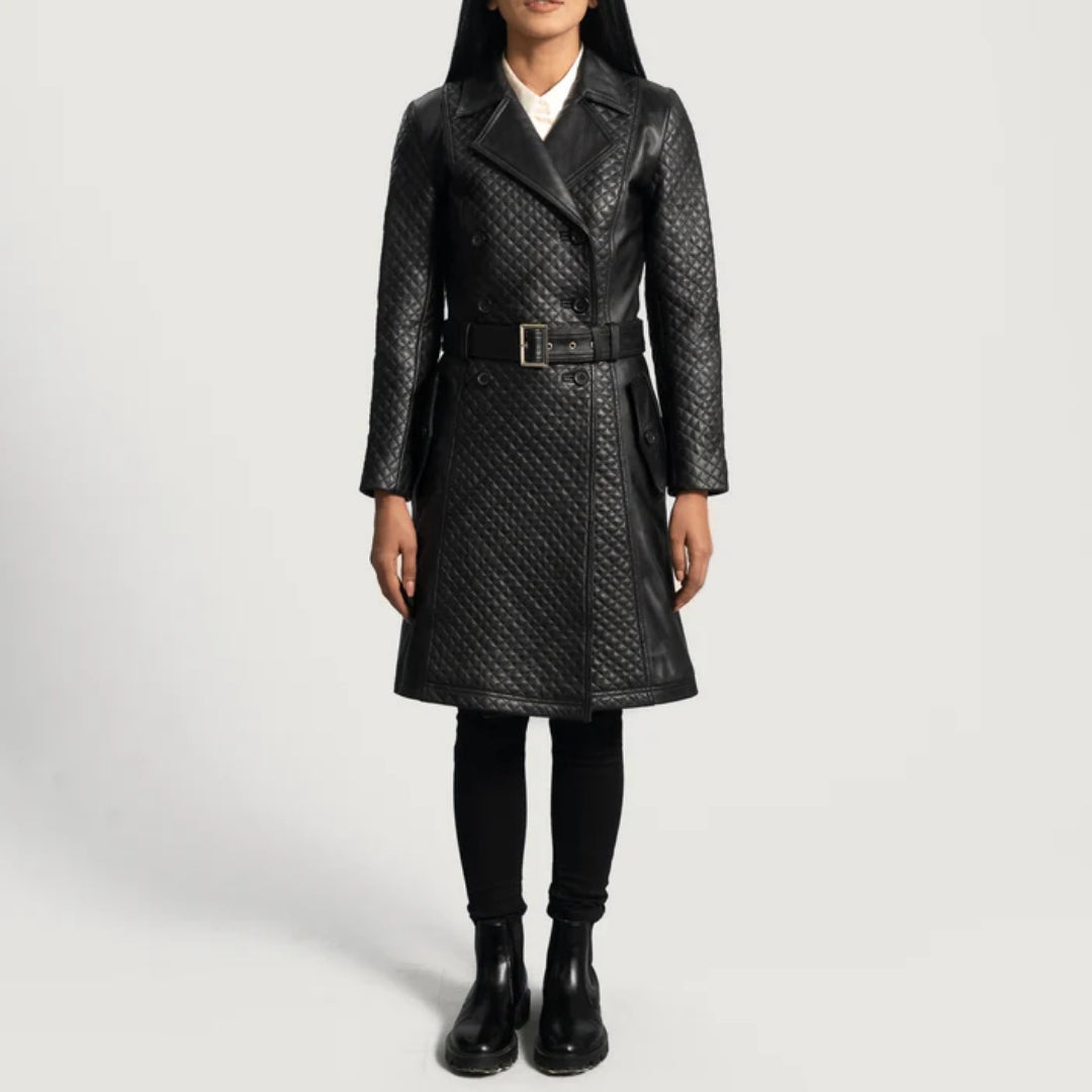 Sweet Susan Black Leather Trench Coat