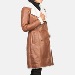 Amie Brown Double Breasted Shearling Coat