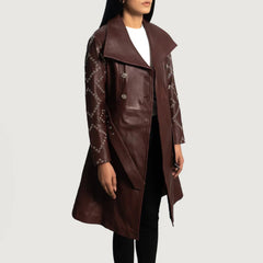 Missoni Maroon Leather Trench Coat