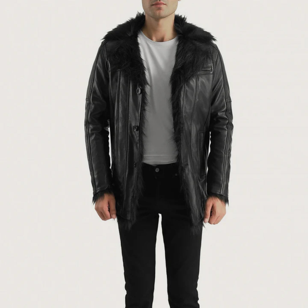Fircliff Black Leather Coat