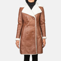 Amie Brown Double Breasted Shearling Coat
