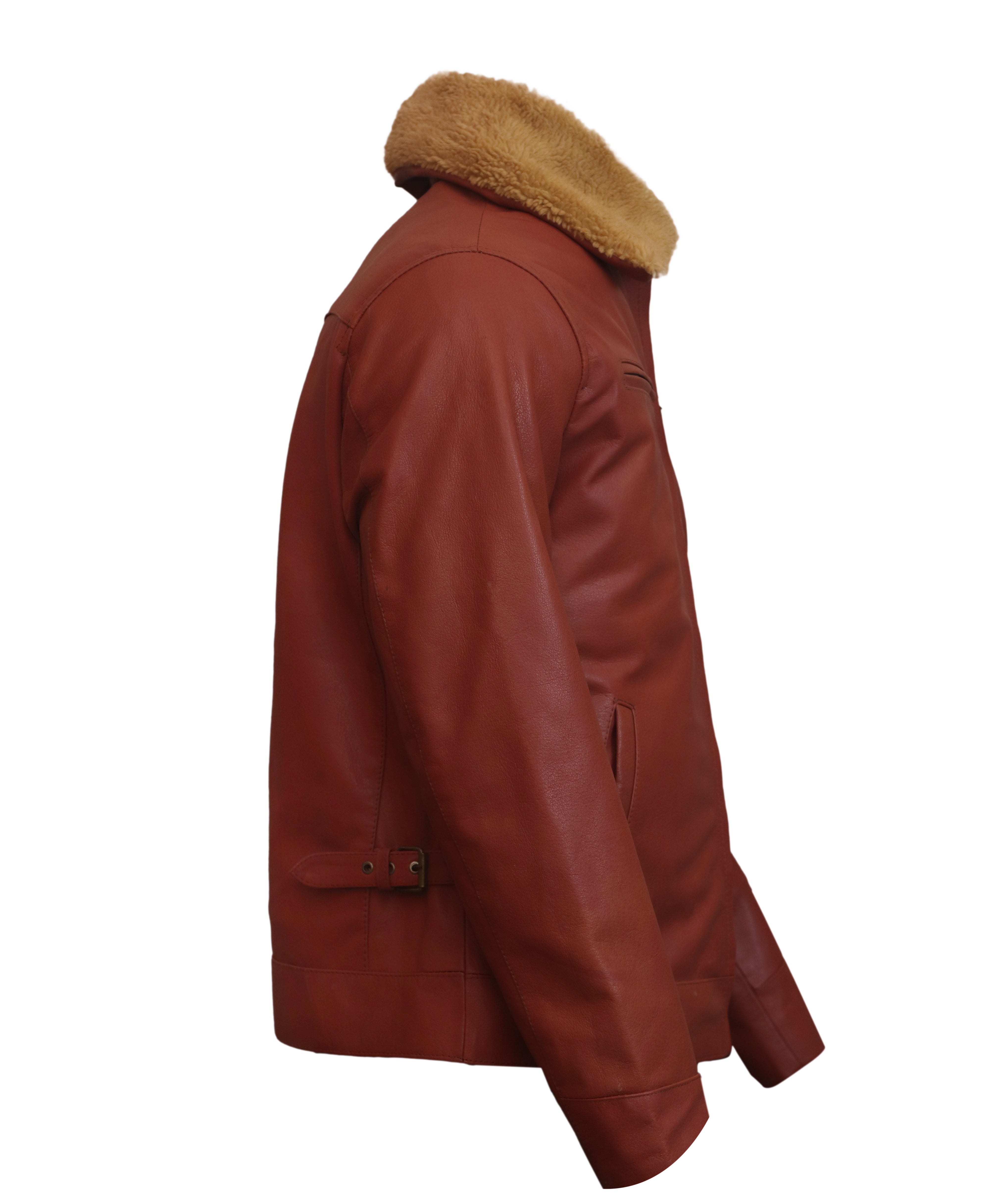 Mens Camel Brown Bomber Leather Jacket