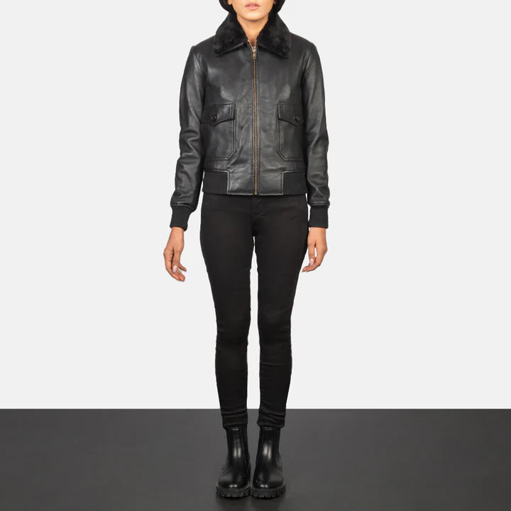 Stella G-1 Black Leather Bomber Jacket
