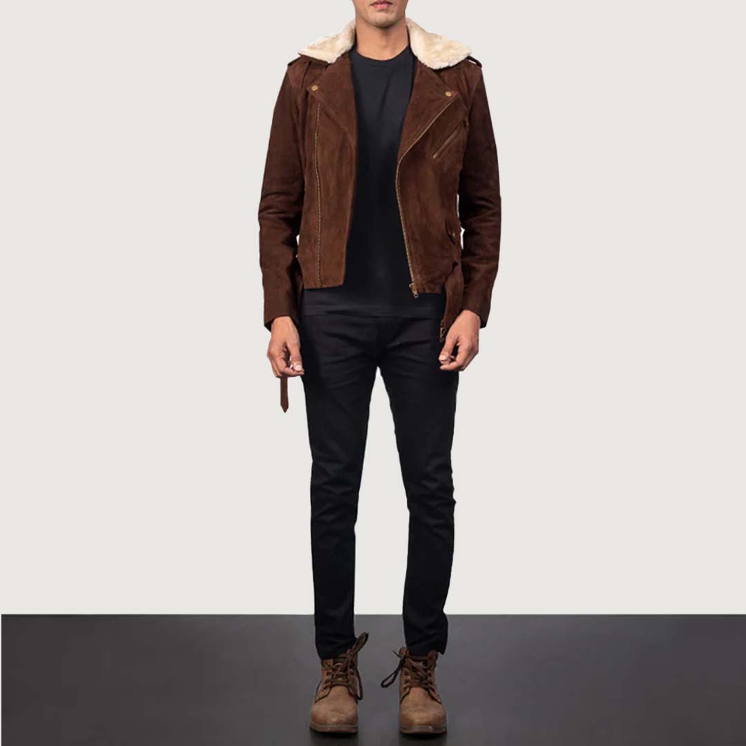 Furton Mocha Suede Biker Jacket