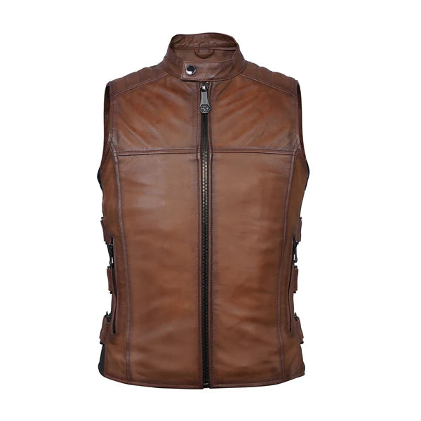 Vanguard Men's Leather Vest - Brown Leather Vest