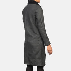 Alina Shearling Black Leather Coat
