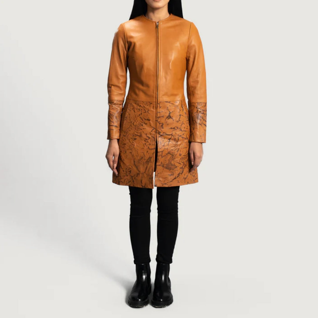 Sandy Tan Dye Leather Coat