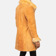 Erica Shearling Beige Leather Coat