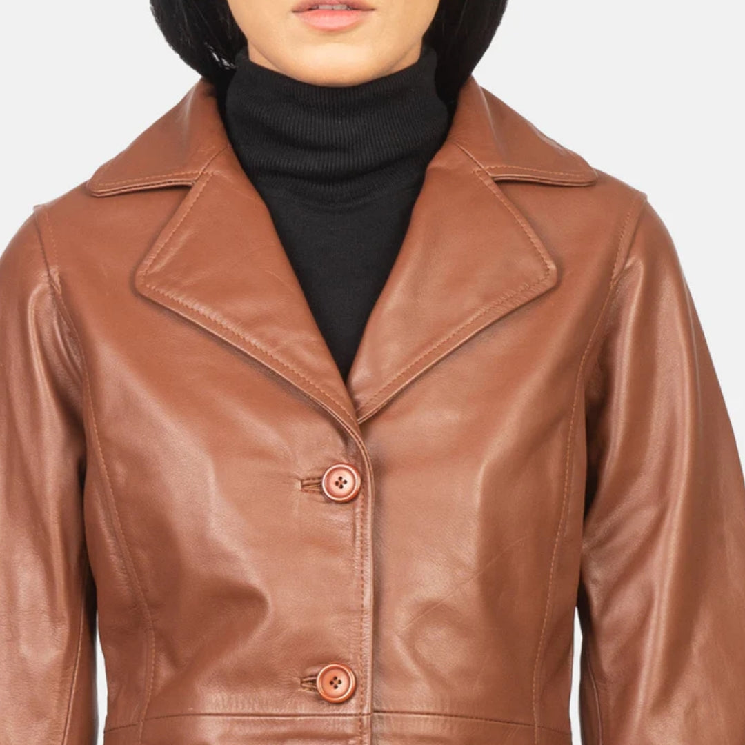 Alexis Brown Single Breasted Leather Coat