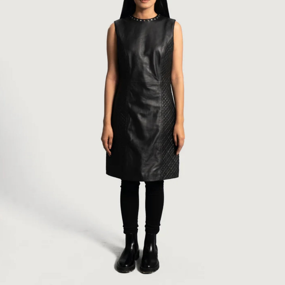 Luxe Black Leather Dress