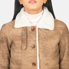 Alina Shearling Brown Leather Coat