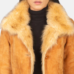 Erica Shearling Beige Leather Coat