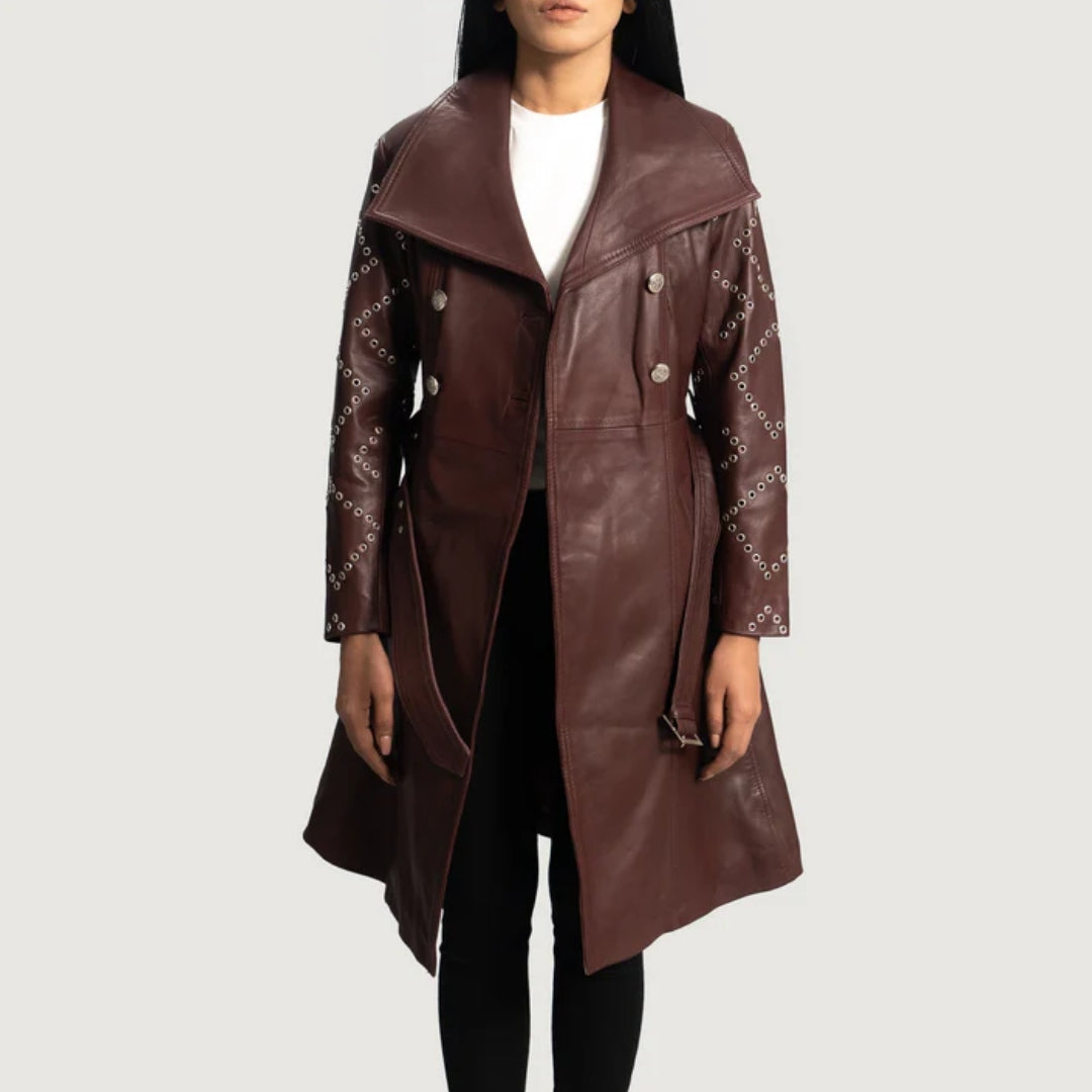 Missoni Maroon Leather Trench Coat