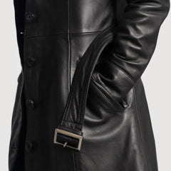 Moonlight Black Leather Trench Coat