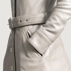 Moonlight Silver Leather Trench Coat