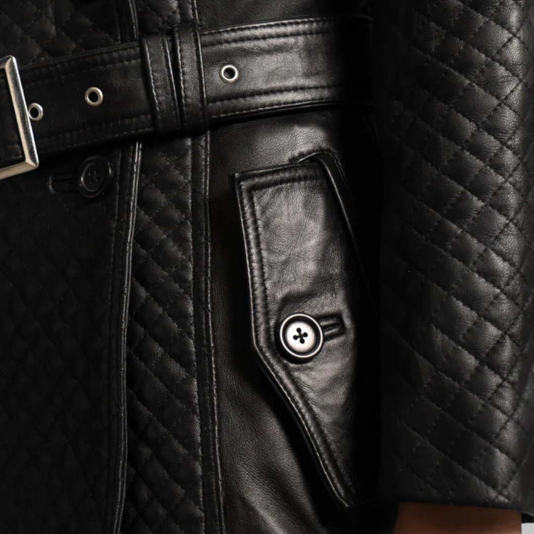 Sweet Susan Black Leather Trench Coat