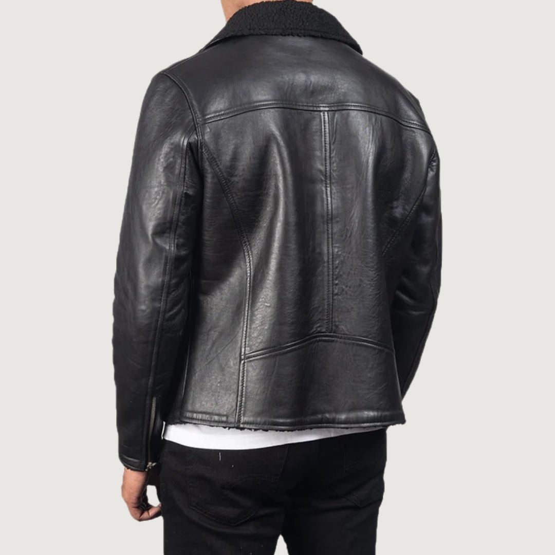 Alberto Shearling Black Leather Jacket