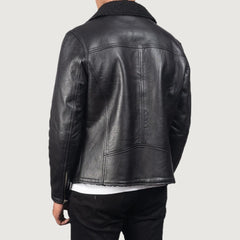 Alberto Shearling Black Leather Jacket