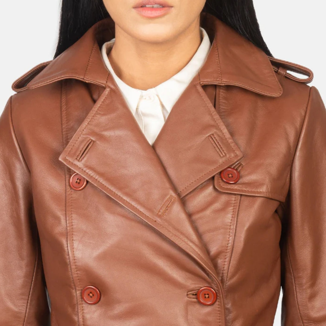 Alice Brown Double Breasted Leather Coat