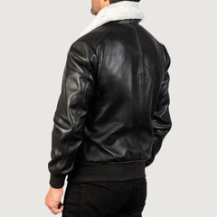 Airin G-1 Black & White Leather Bomber Jacket