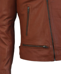 Ironwood Tan Biker Leather Jacket