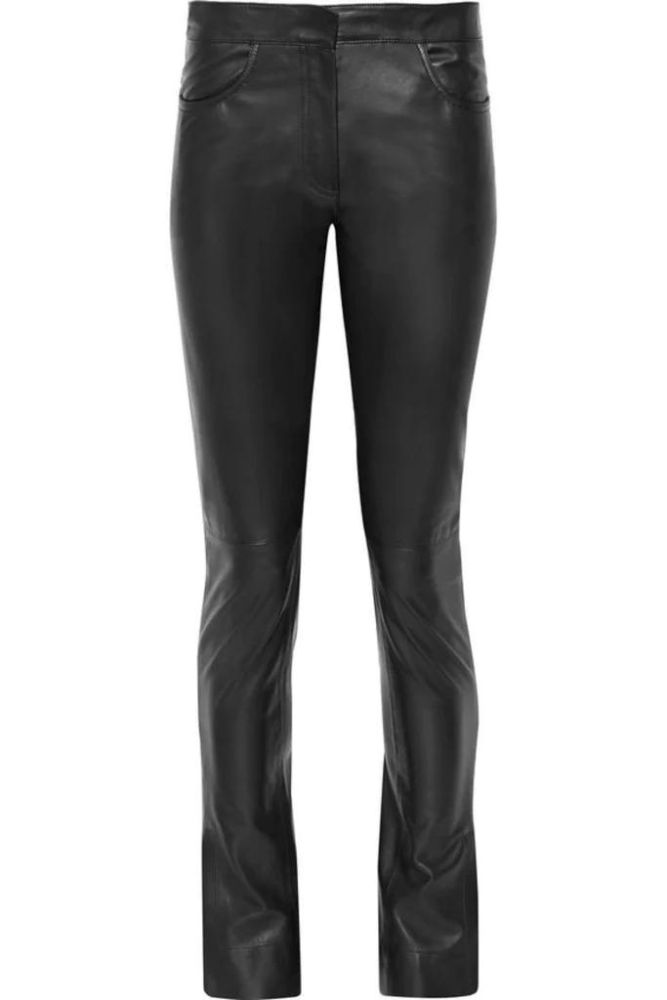 FAUX LEATHER FLARED SPLIT PANTS