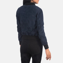Ava MA-1 Blue Suede Bomber Jacket
