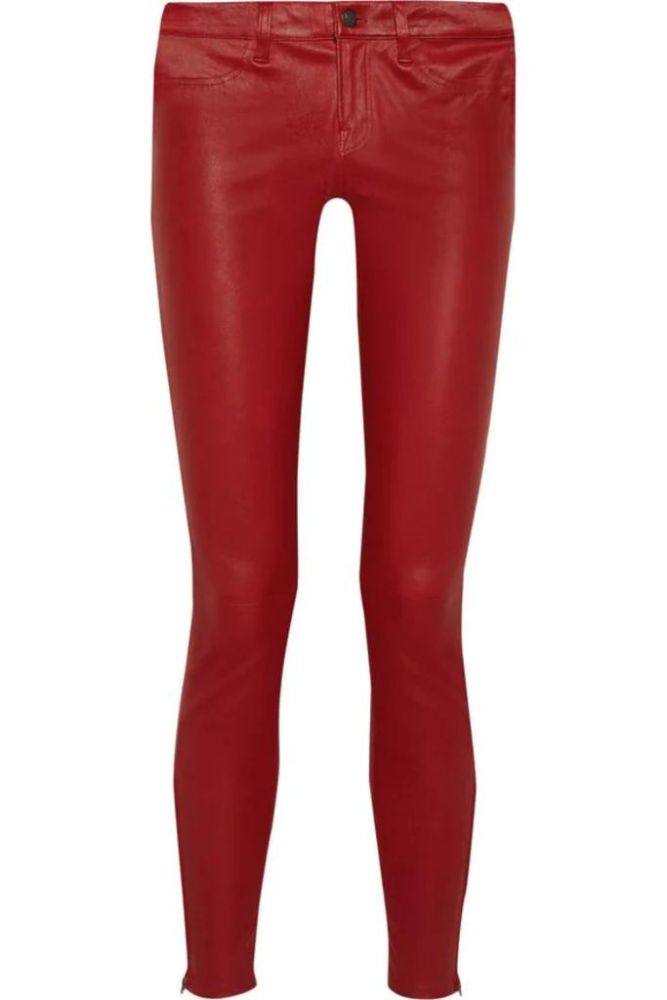 RED STRETCH LEATHER PANTS