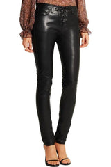 WOMEN'S BLACK VEGAN LEATHER PANTS