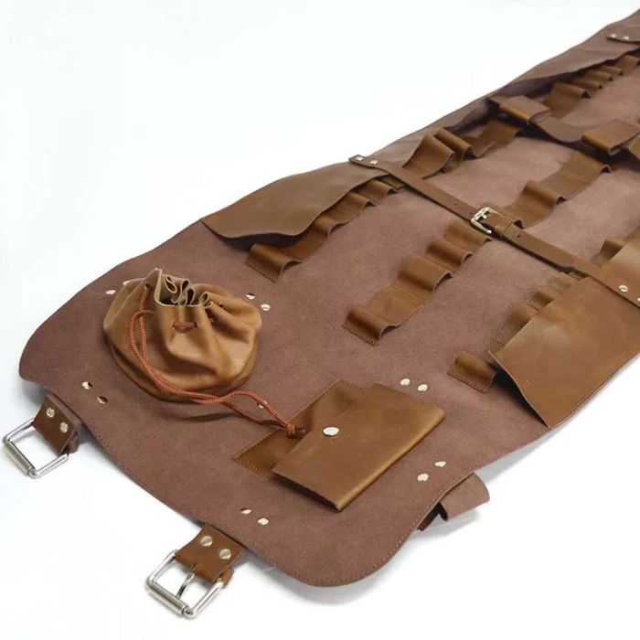 HEAVY DUTY LEATHER CHEF KNIFE ROLL