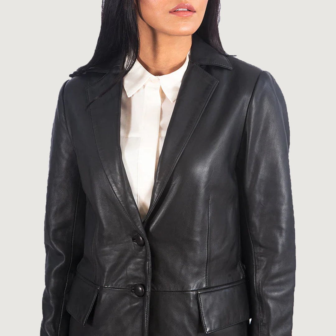Marilyn Black Leather Blazer