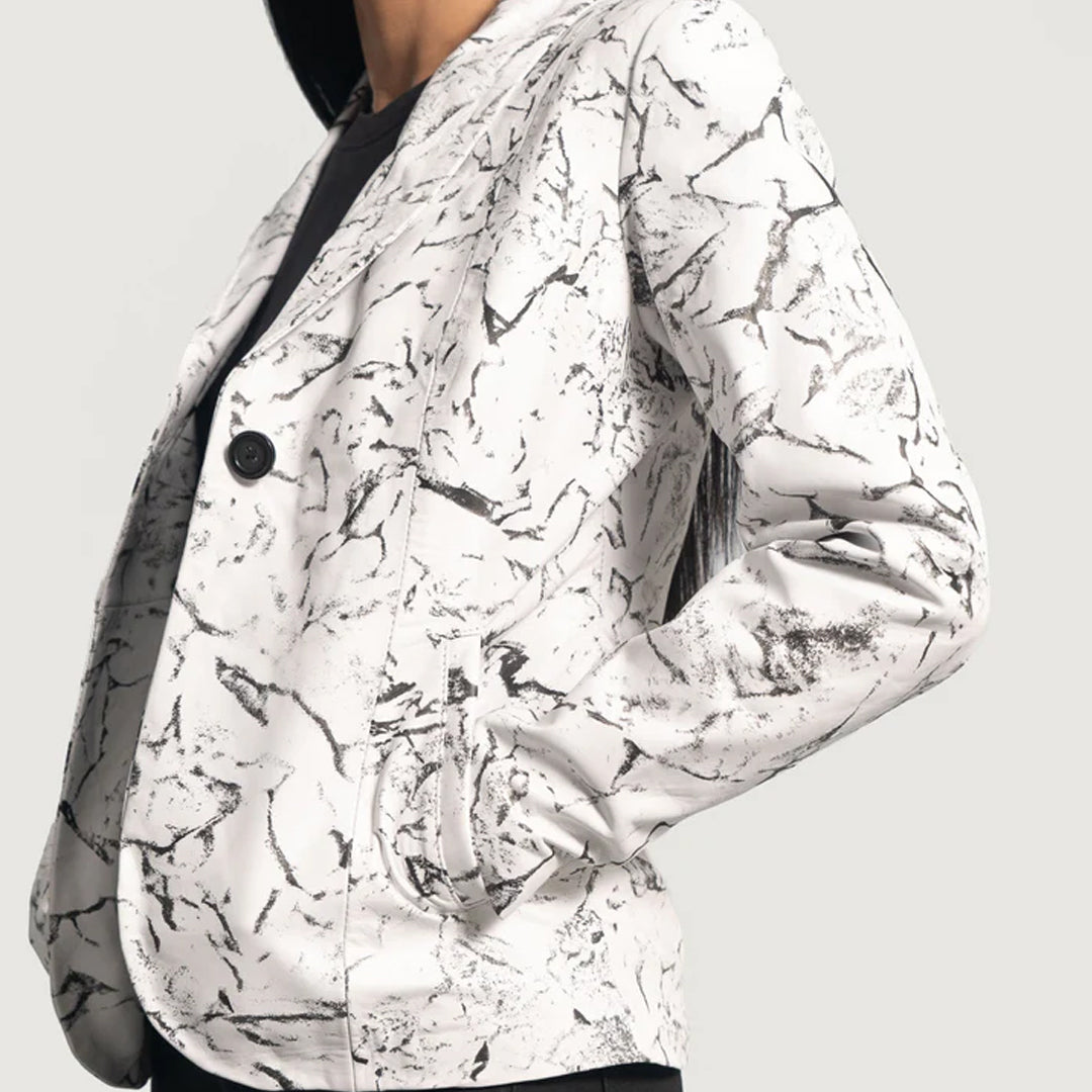 Donna Blake White Leather Blazer