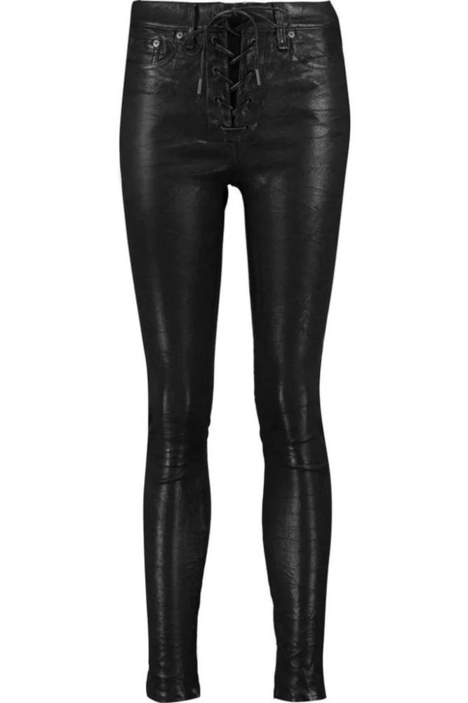 JANICE LACE UP LEATHER PANTS