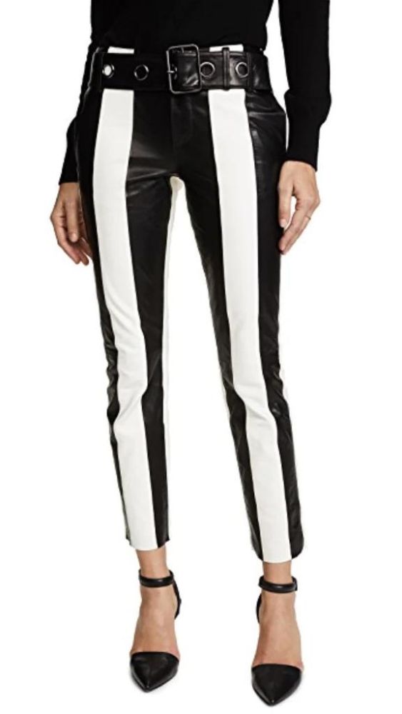 FRAME PANELED LEATHER PANTS