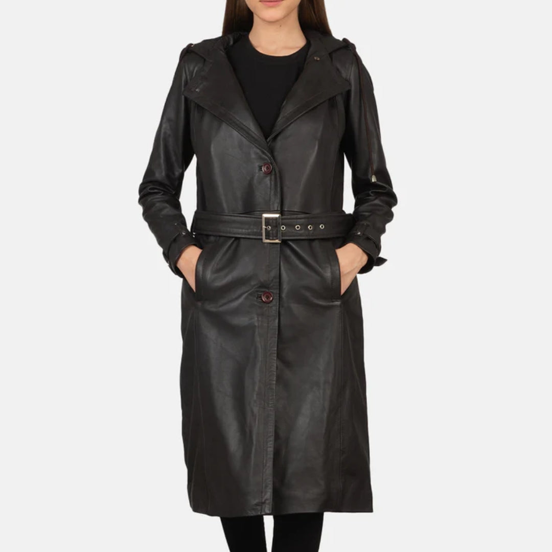 Fixon Hooded Brown Trench Coat