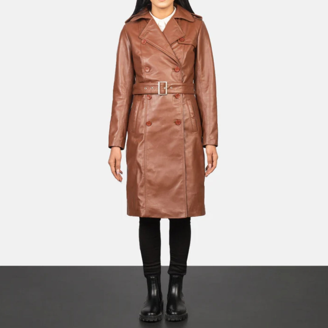 Alice Brown Double Breasted Leather Coat