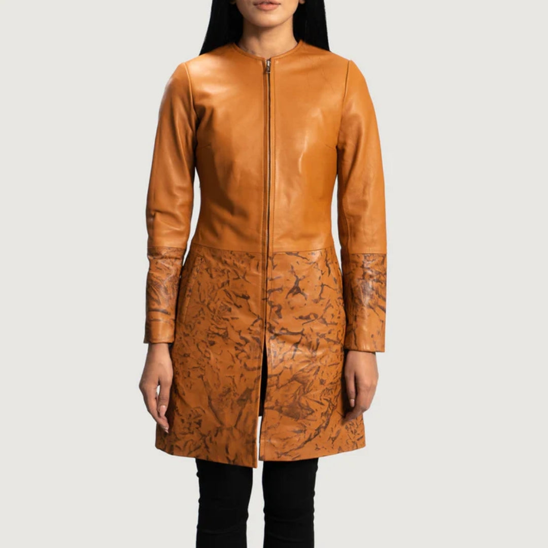 Sandy Tan Dye Leather Coat