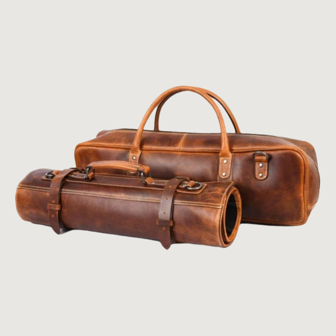 Brown Leather Knife Roll