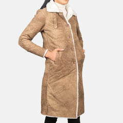 Alina Shearling Brown Leather Coat