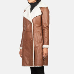 Amie Brown Double Breasted Shearling Coat
