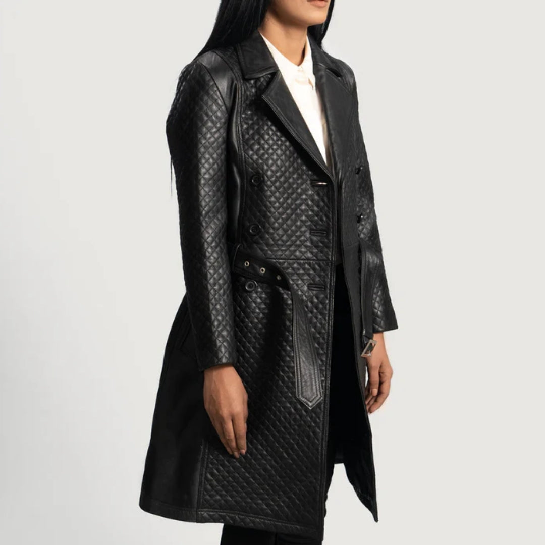 Sweet Susan Black Leather Trench Coat