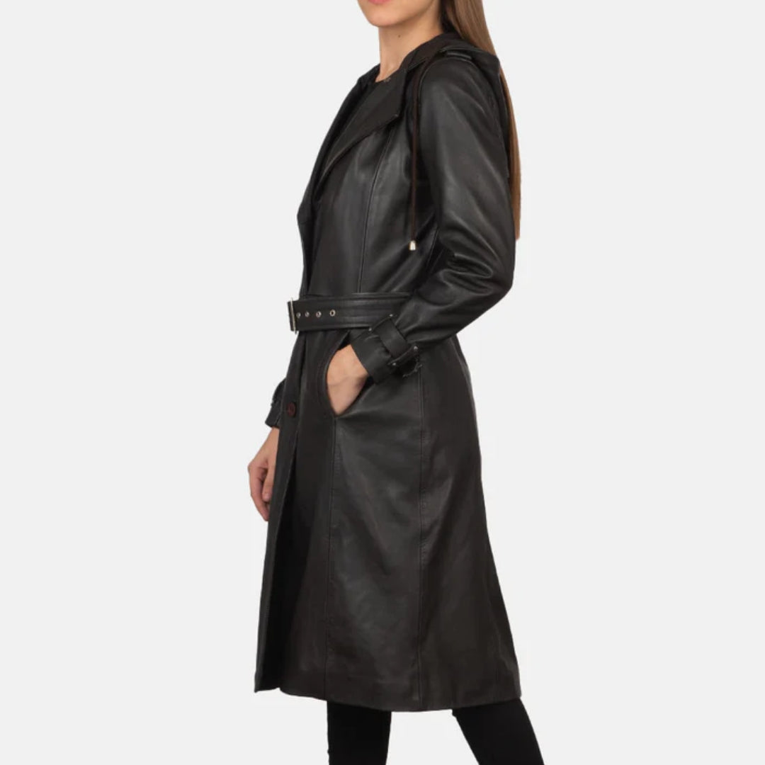 Fixon Hooded Brown Trench Coat
