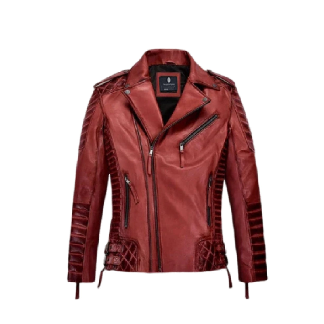 Charles Burnt Red Leather Jacket