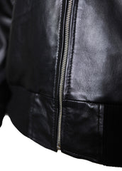 Mens Lambskin Black Bomber Jacket