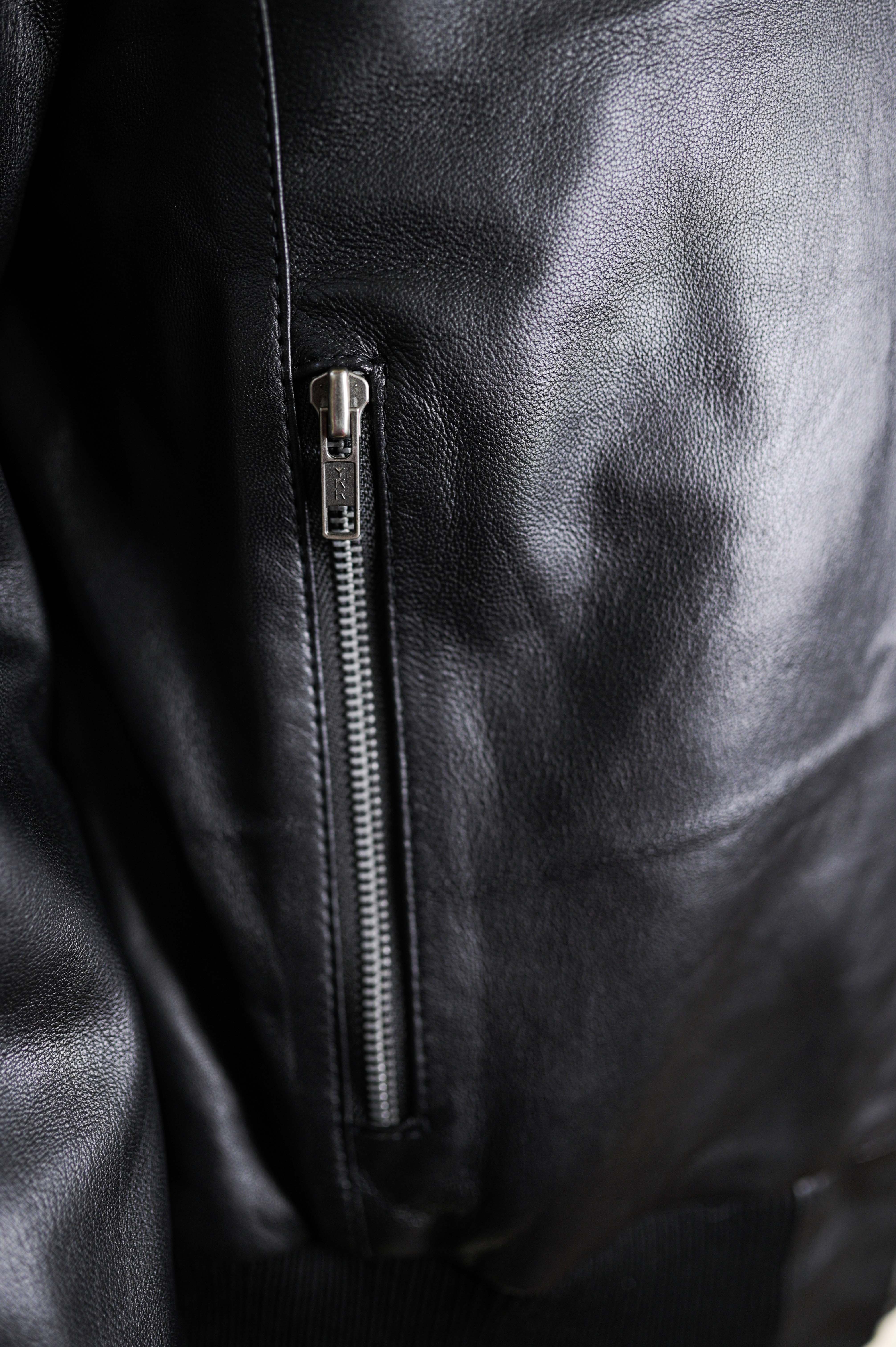 Mens Lambskin Black Bomber Jacket