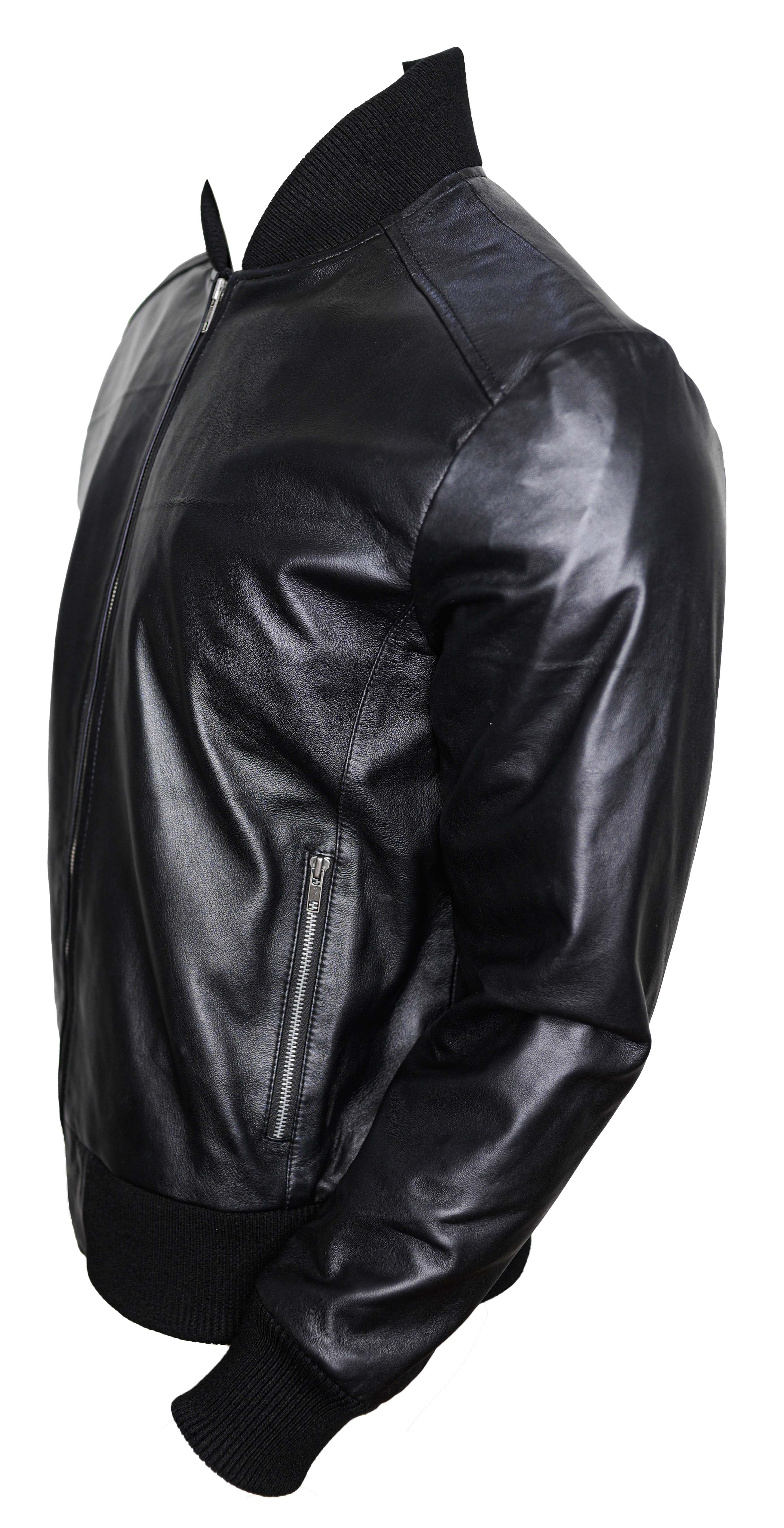 Mens Lambskin Black Bomber Jacket