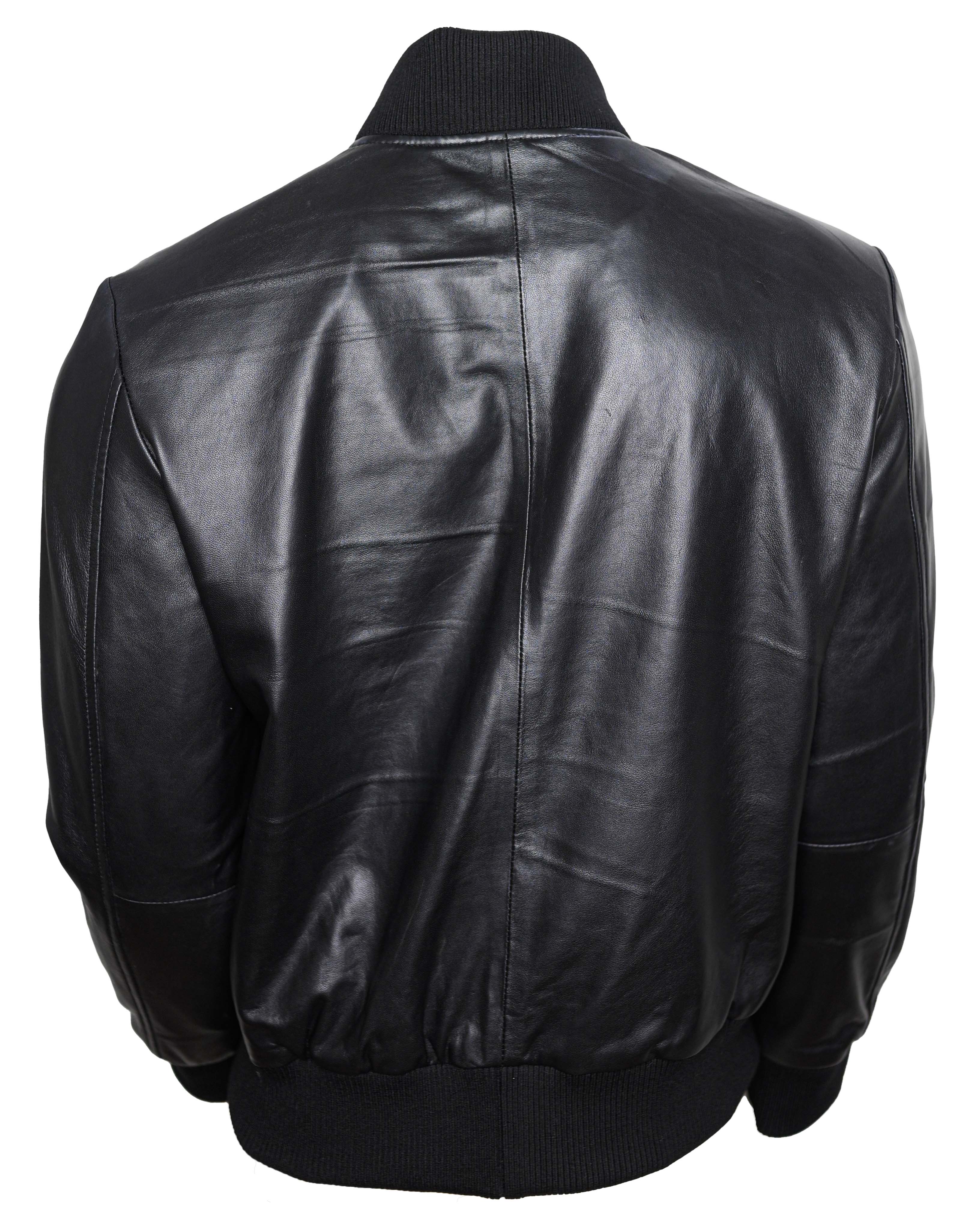 Mens Lambskin Black Bomber Jacket