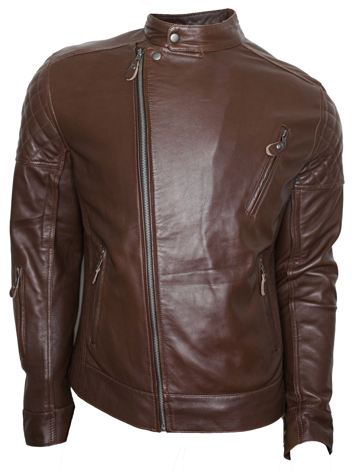 Dark Brown Slimfit Bomber Leather Jacket