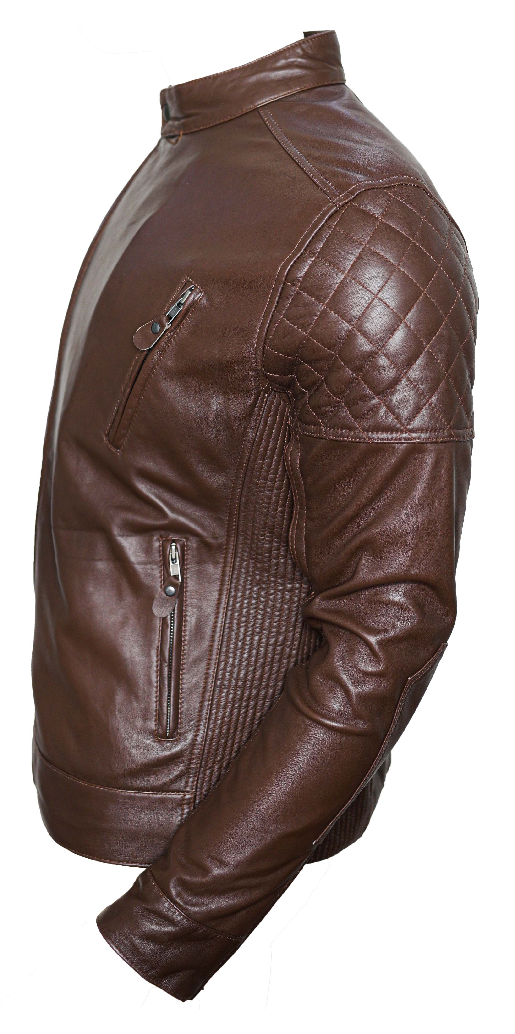 Dark Brown Slimfit Bomber Leather Jacket